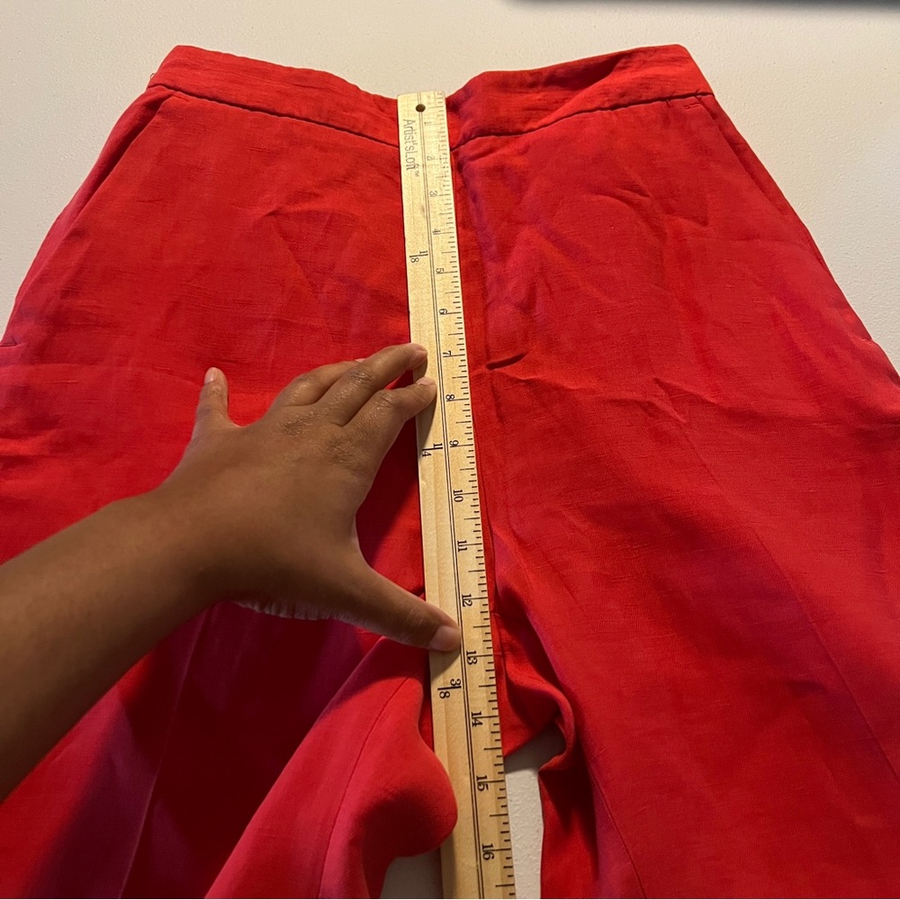 Zara Vibrant Red Linen Blend Lightweight Elastic Waist Pull On Pants NWT Size‎ S - Picture 12 of 14